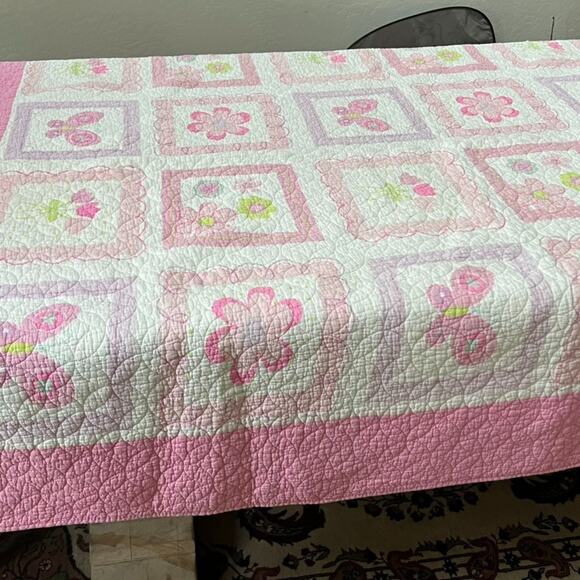 Cozy Line Home Fashions Quilt Bedspread Twin Cotton Kids Pink Floral Reversible - Picture 5 of 11